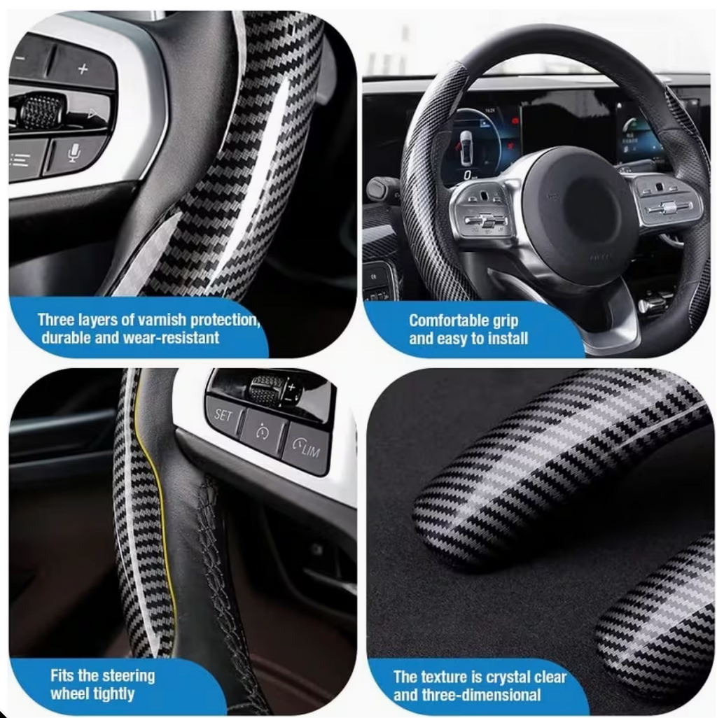 Carbon-Look Steering Wheel Grip Covers